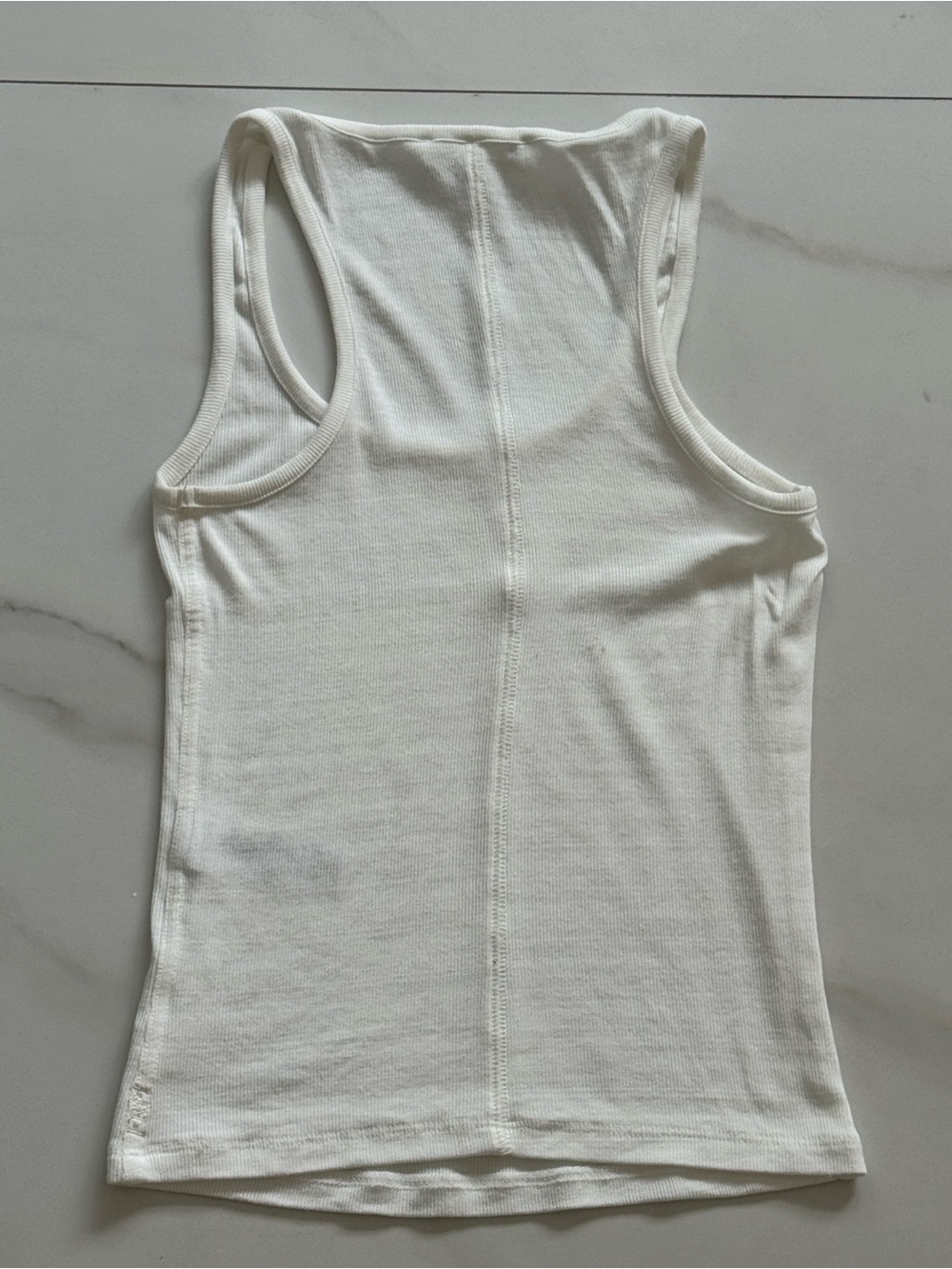 Frame Denim Cream Ribbed Scoop Tank - Picture 4 of 8